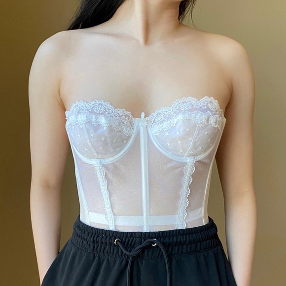 Vintage 1974 May Can White Bustier Corset Size 34 Strapless - Picture 2 of 4